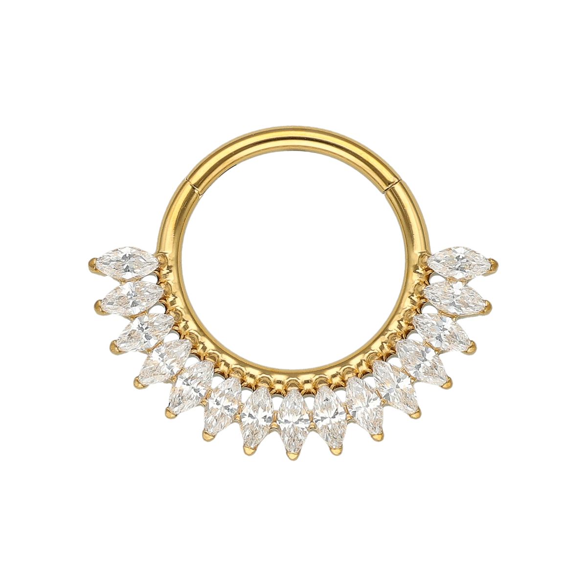 Chirurgenstahl Segmentring/Clicker-goldfarbig mit 13 weißen Kristallen