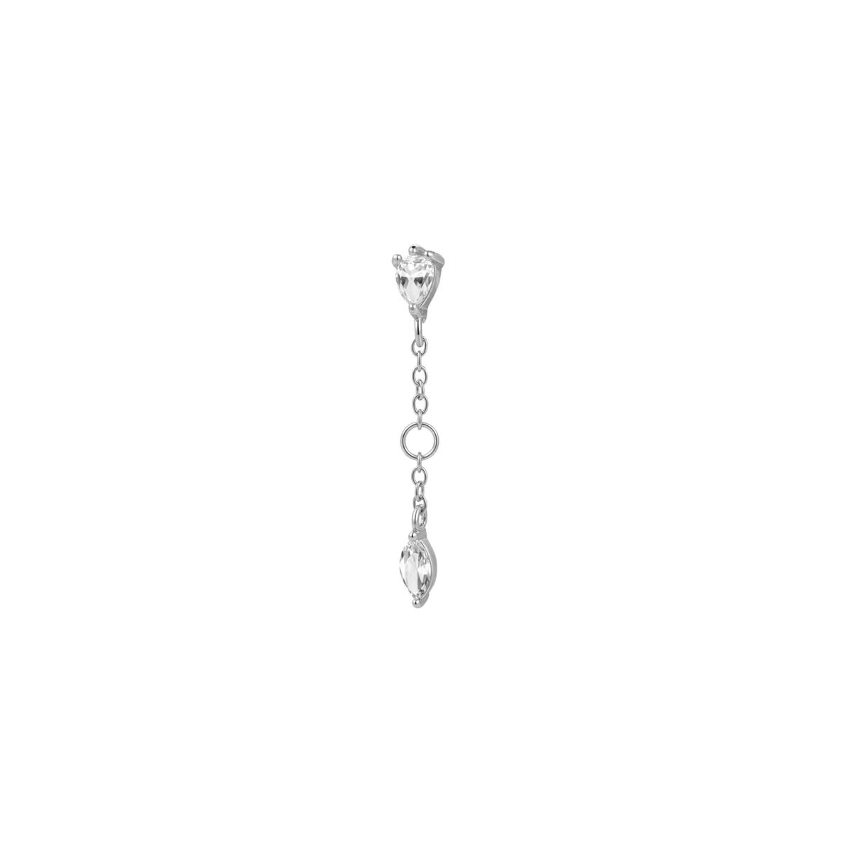 Charm in steel double chains with white crystals