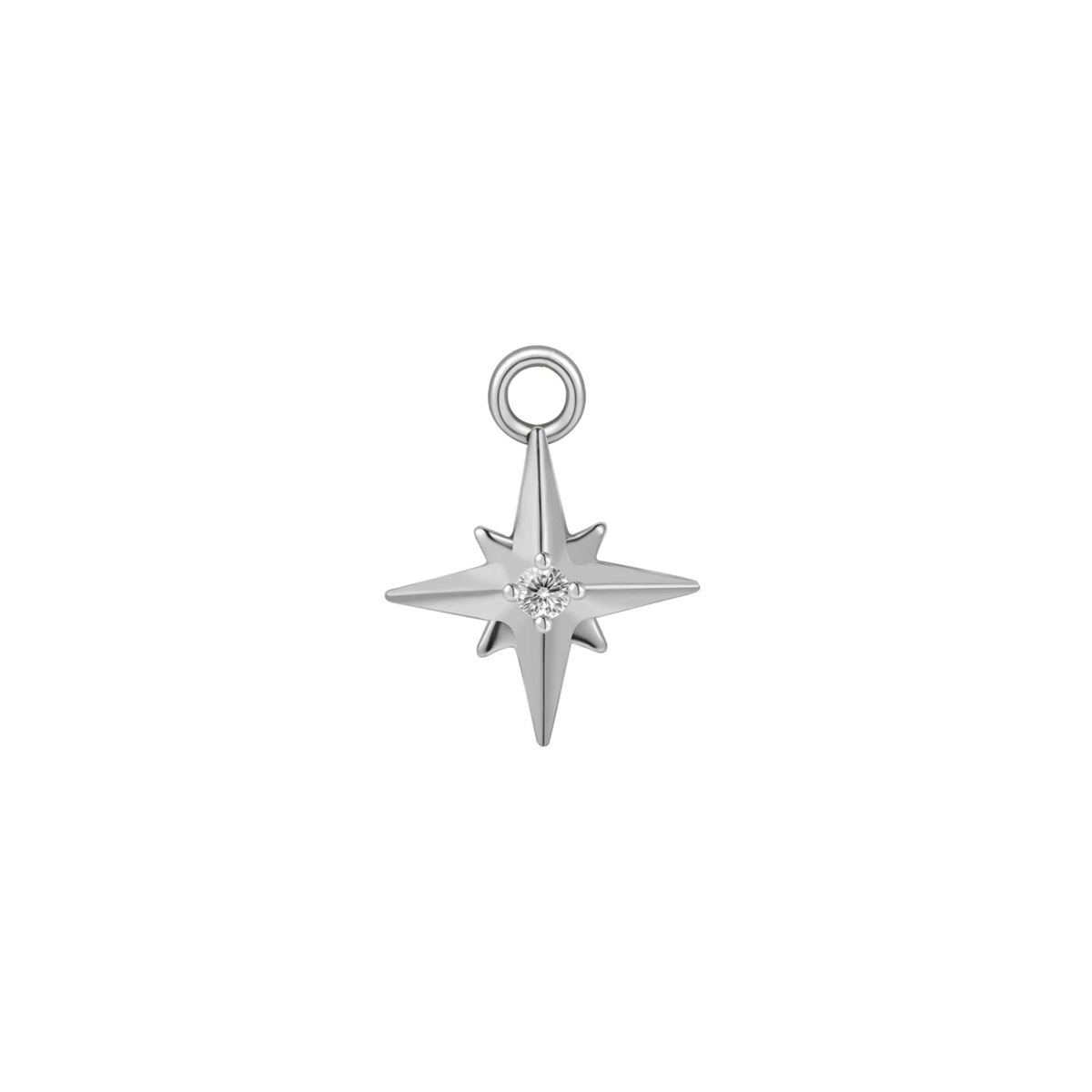 Charm in steel star with a white crystal