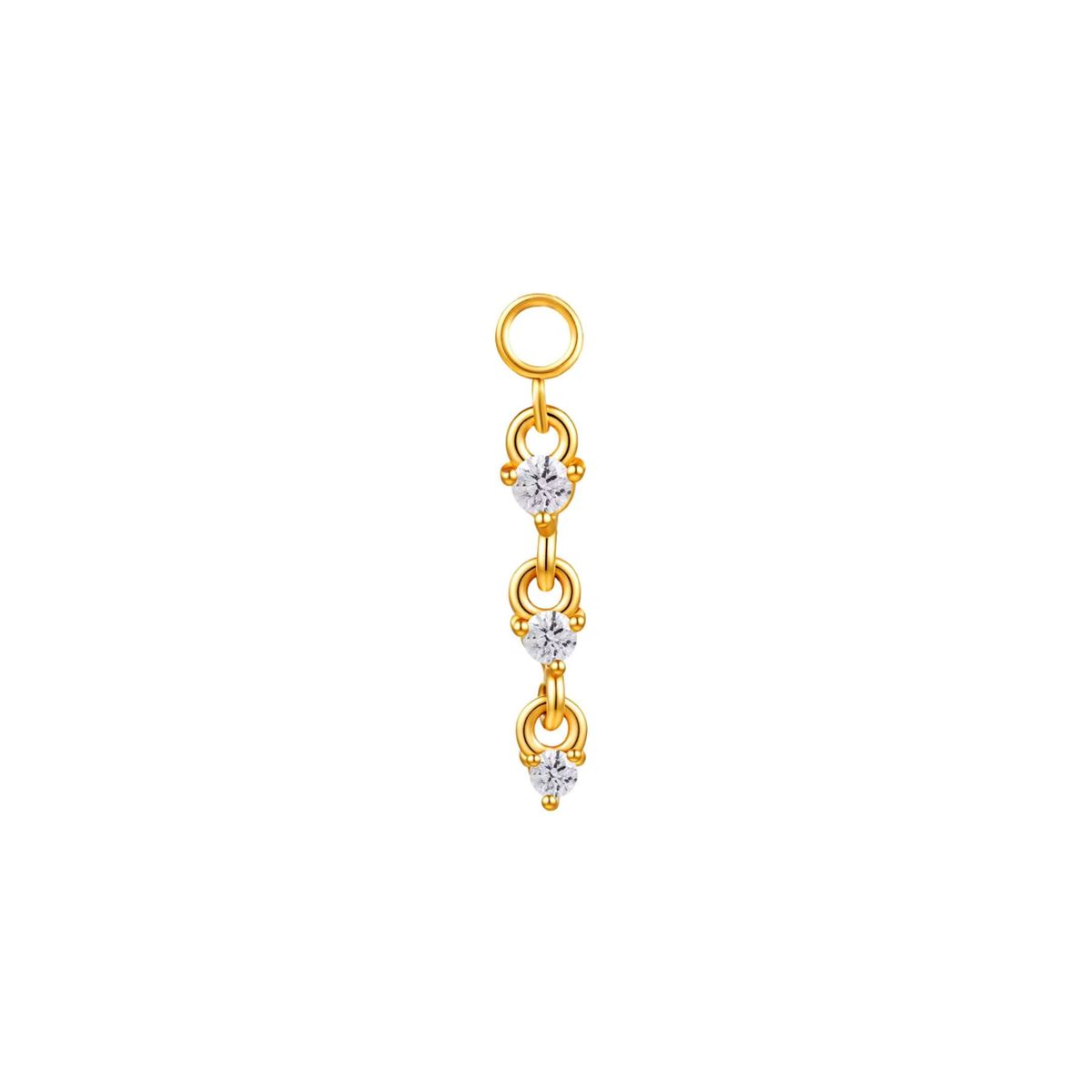 Piercing-Anhänger aus Goldfarbenem Chirurgenstahl mit Drei Hängenden Weißen Kristallen