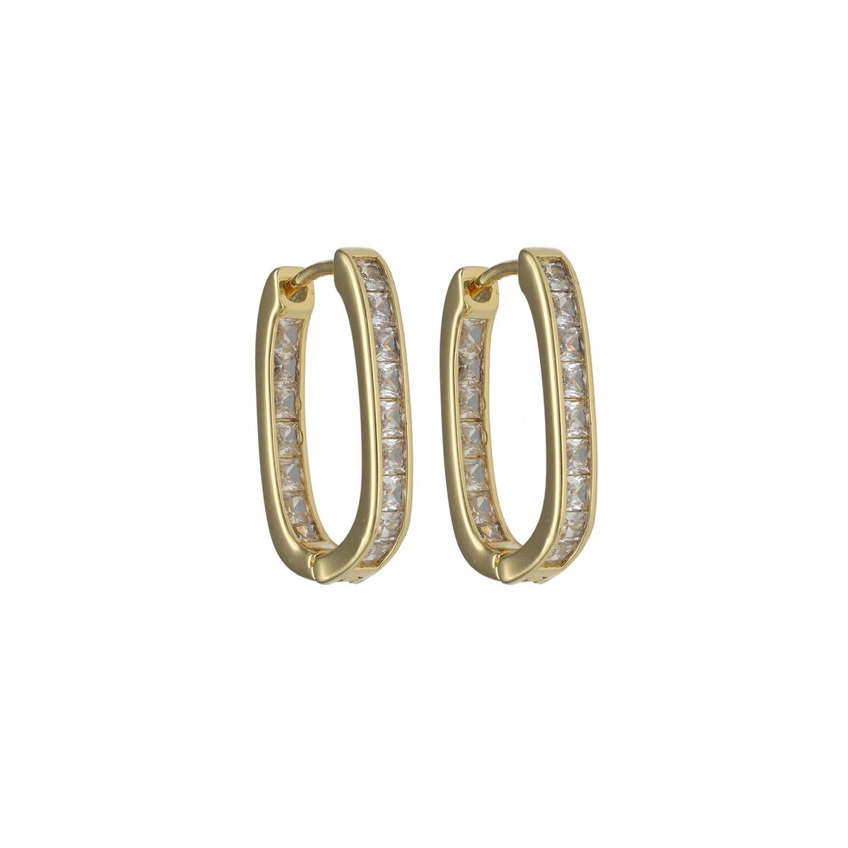 Ovale oorringen in goud chirurgisch staal bedekt met kristallen