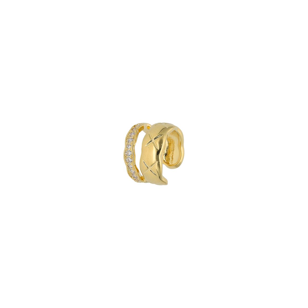 Earcuff in goud chirurgisch staal met 2 rijen
