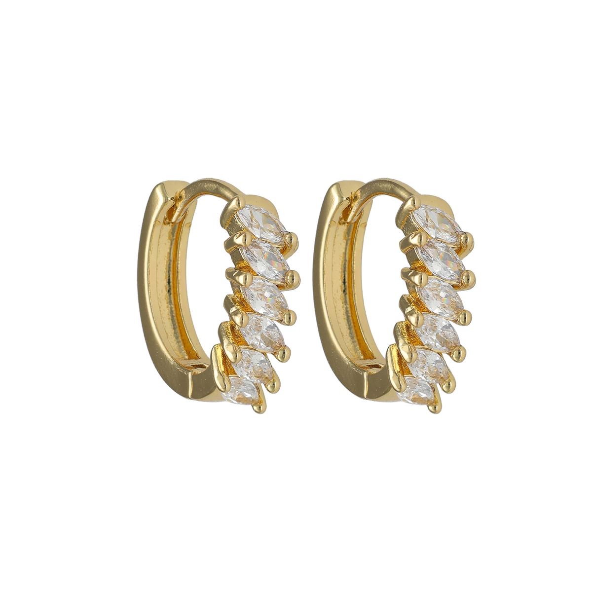 Boucles d'oreilles fantaisie dorées recouvertes de cristaux blancs