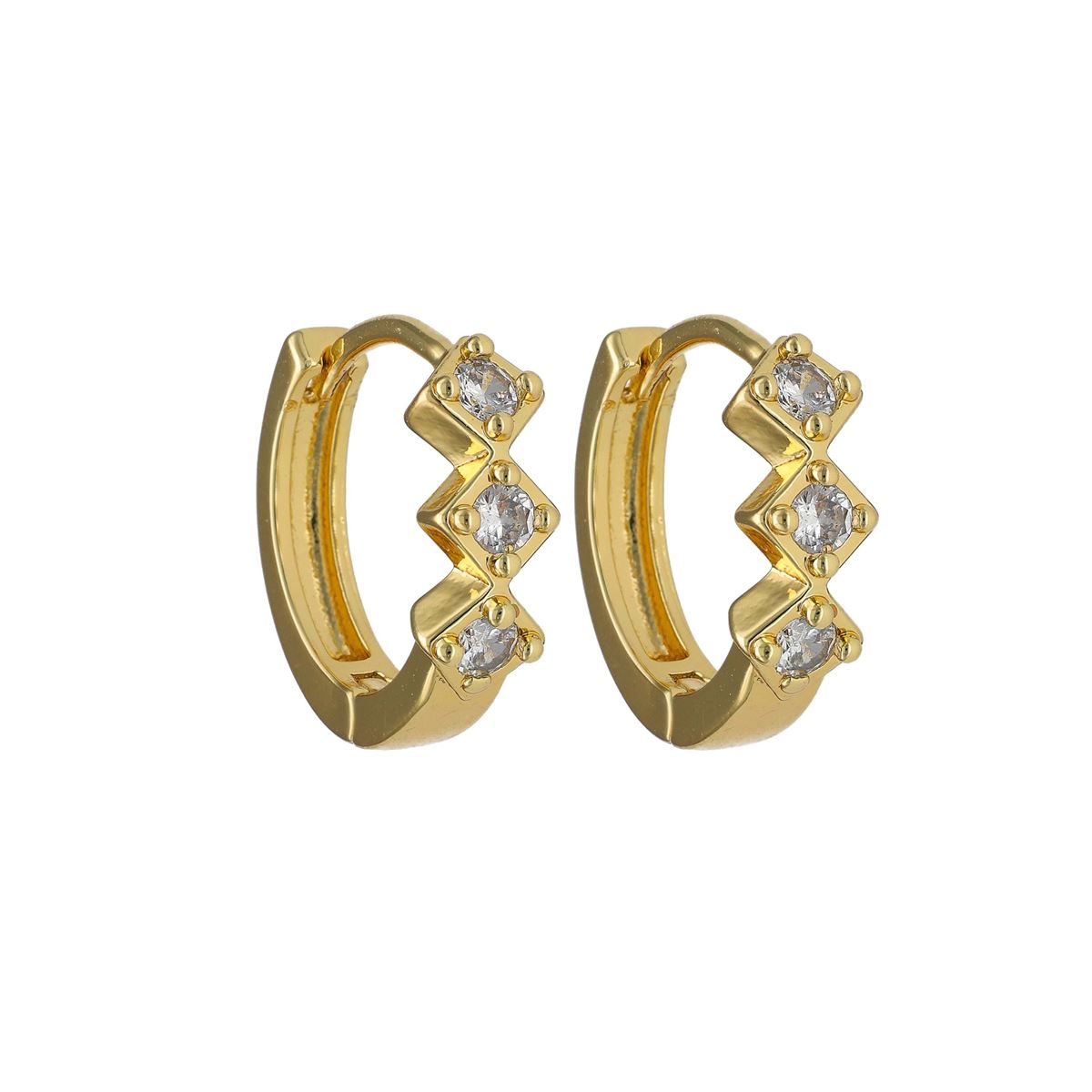 Boucles d'oreilles fantaisie dorées recouvertes de cristaux blancs