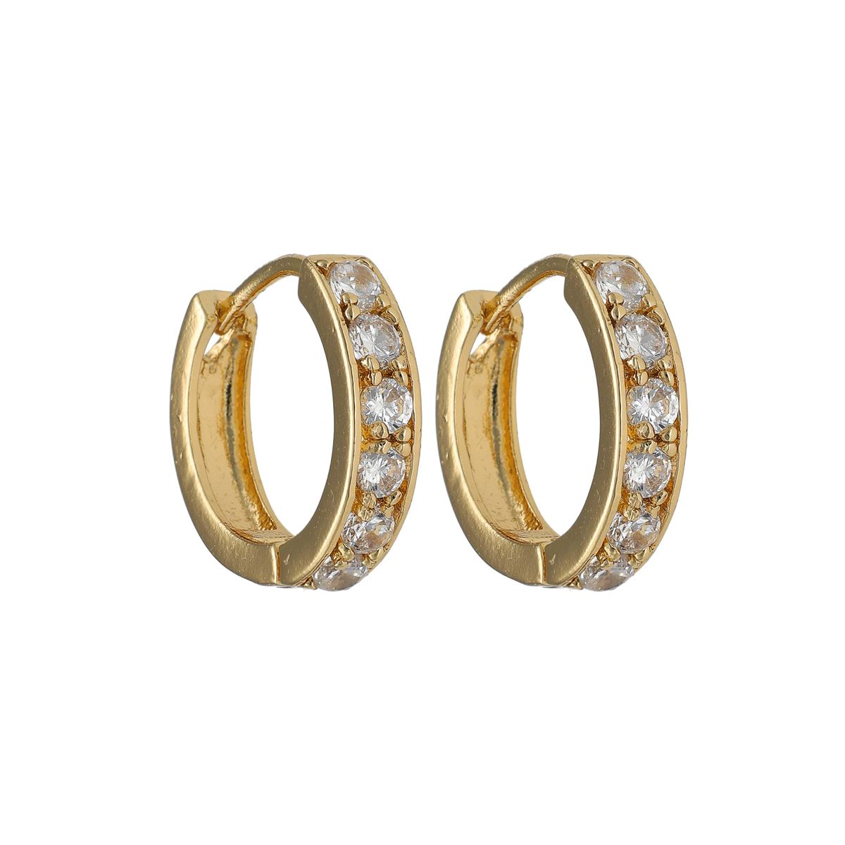 Boucles d'oreilles fantaisie dorées recouvertes de cristaux blancs