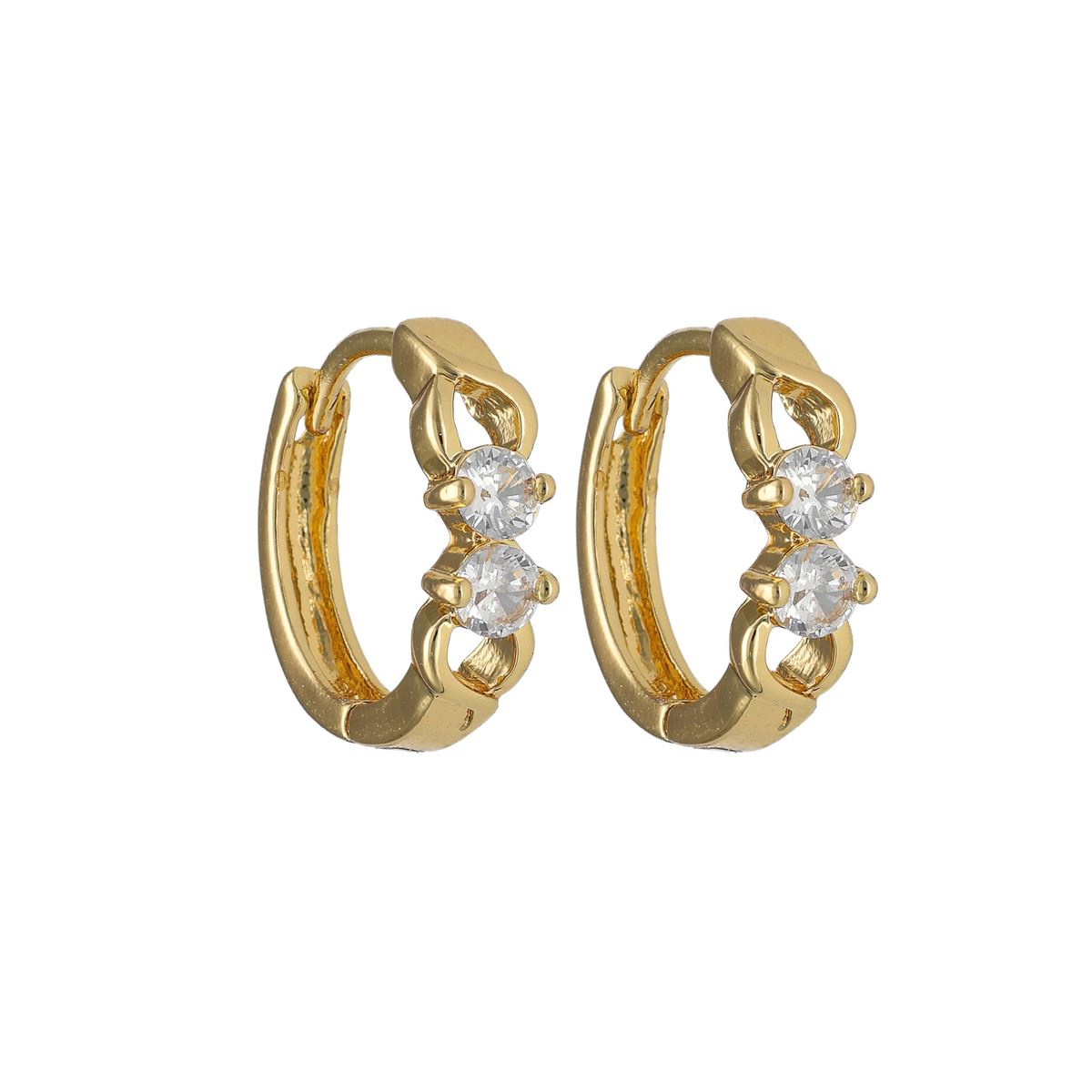 Boucles d'oreilles fantaisie dorées recouvertes de cristaux blancs