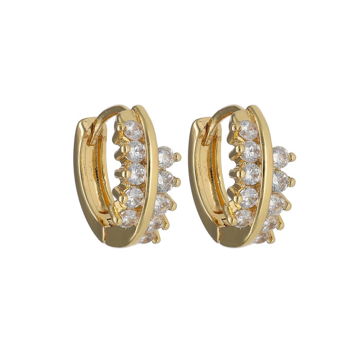 Boucles d'oreilles fantaisie dorées recouvertes de cristaux blancs