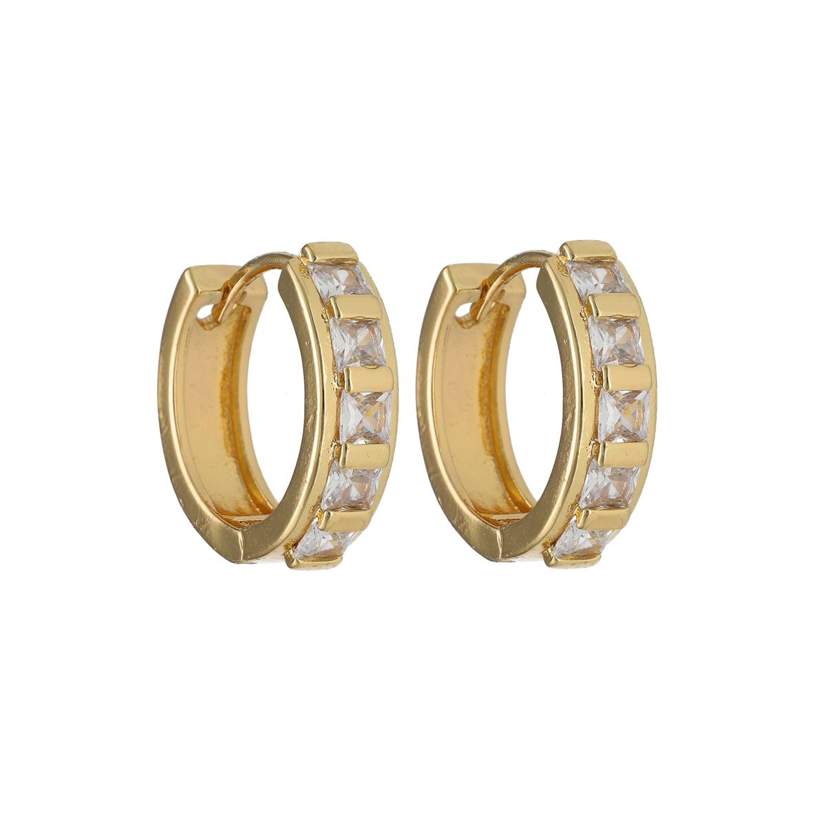 Boucles d'oreilles fantaisie dorées recouvertes de cristaux blancs