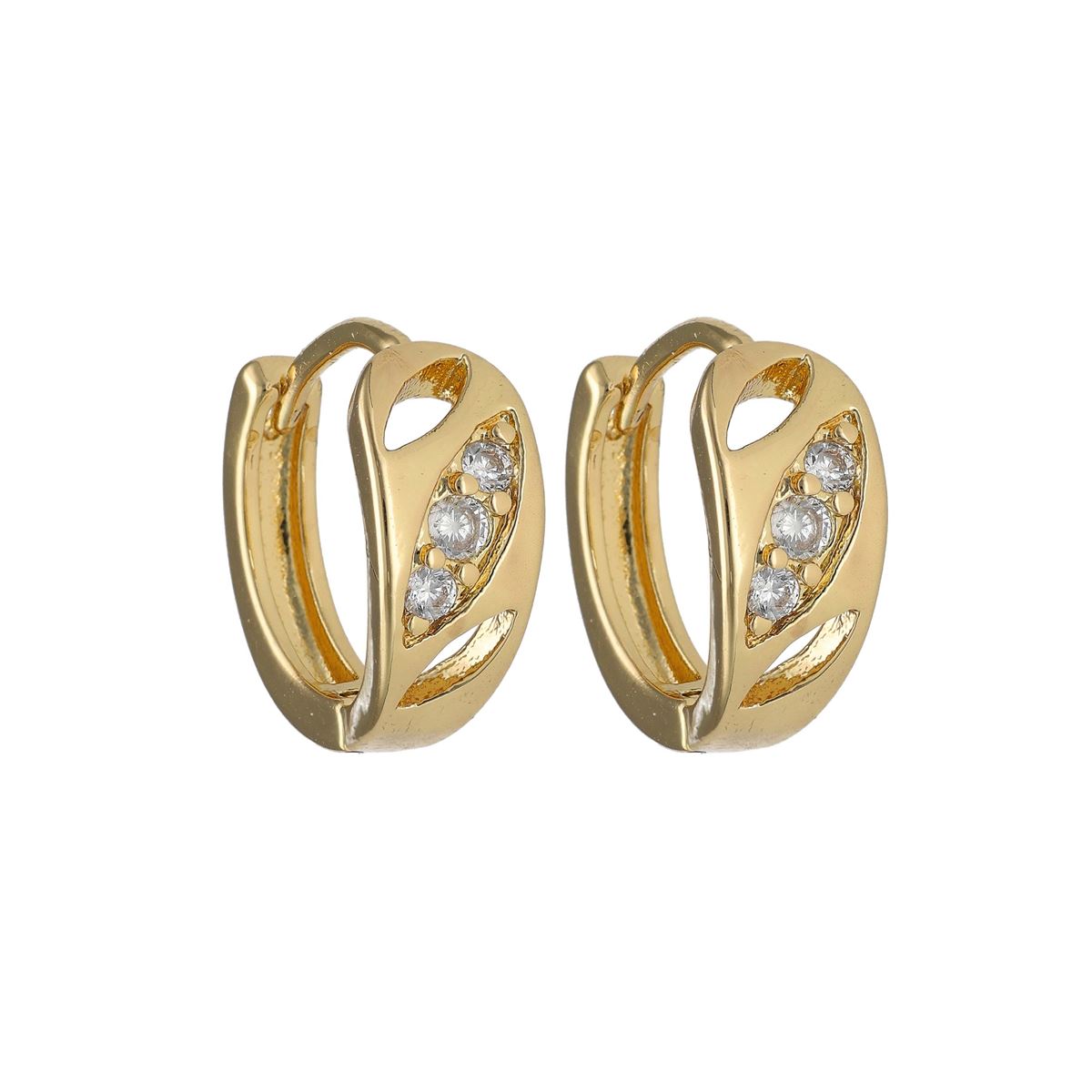 Boucles d'oreilles fantaisie dorées recouvertes de cristaux blancs