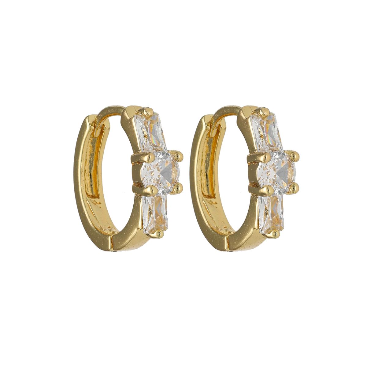 Boucles d'oreilles fantaisie dorées recouvertes de cristaux blancs