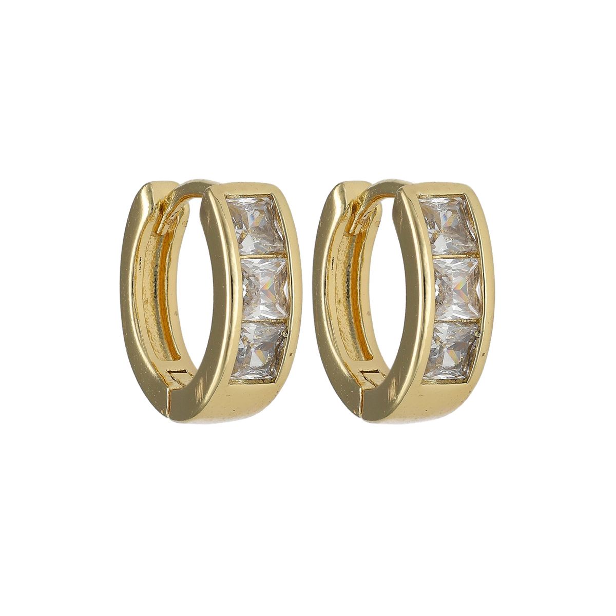 Boucles d'oreilles fantaisie dorées recouvertes de cristaux blancs