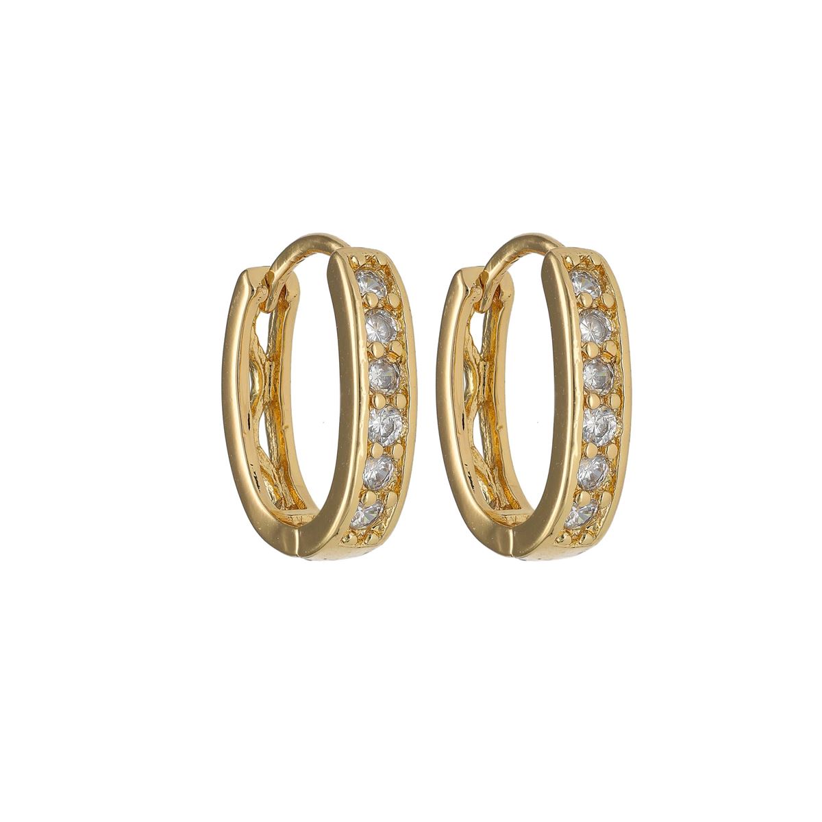 Boucles d'oreilles fantaisie dorées recouvertes de cristaux blancs