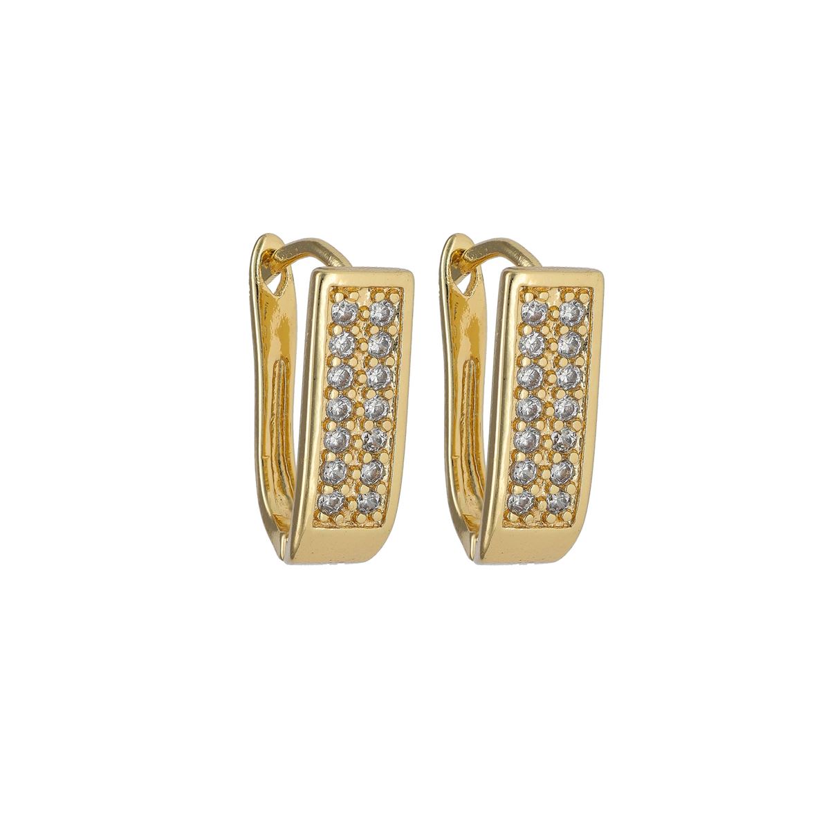 Boucles d'oreilles fantaisie dorées recouvertes de cristaux blancs