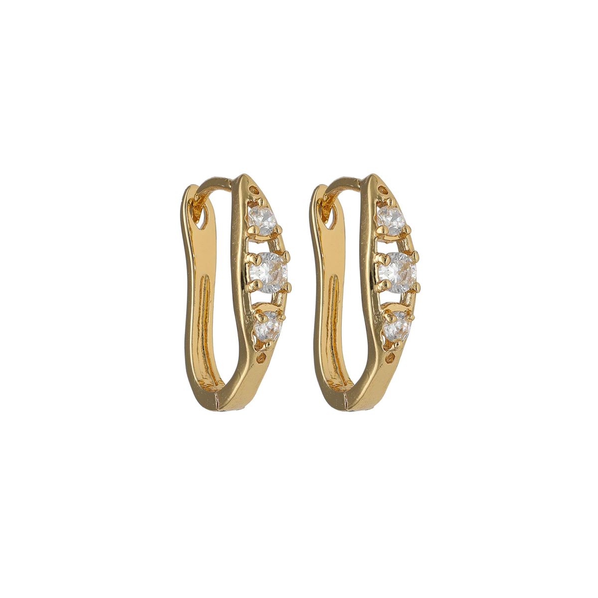 Boucles d'oreilles fantaisie dorées recouvertes de cristaux blancs