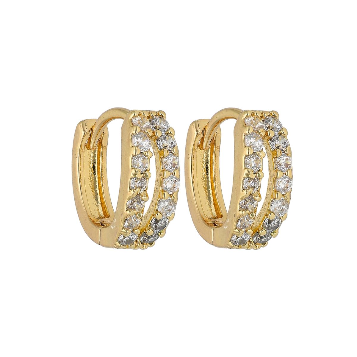 Boucles d'oreilles fantaisie dorées recouvertes de cristaux blancs