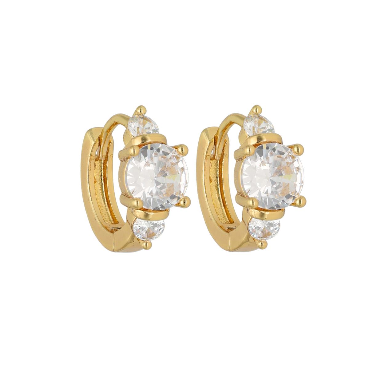 Boucles d'oreilles fantaisie dorées recouvertes de cristaux blancs