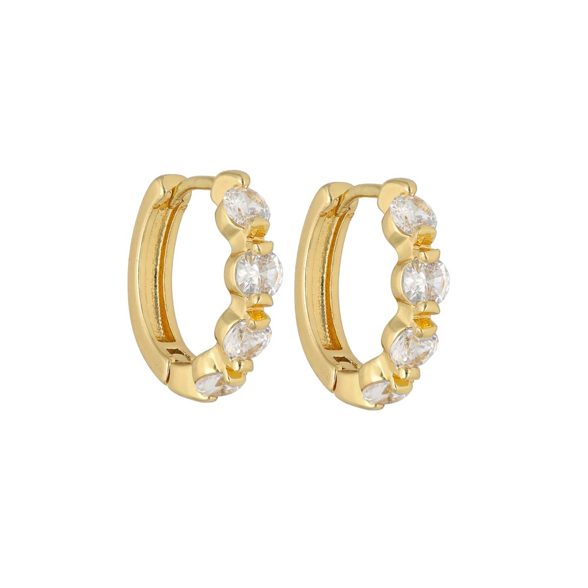 Boucles d'oreilles fantaisie dorées recouvertes de cristaux blancs