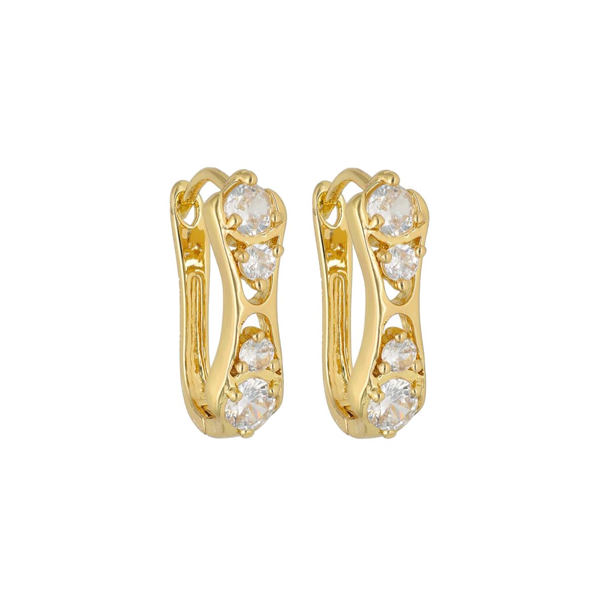 Boucles d'oreilles fantaisie dorées recouvertes de cristaux blancs