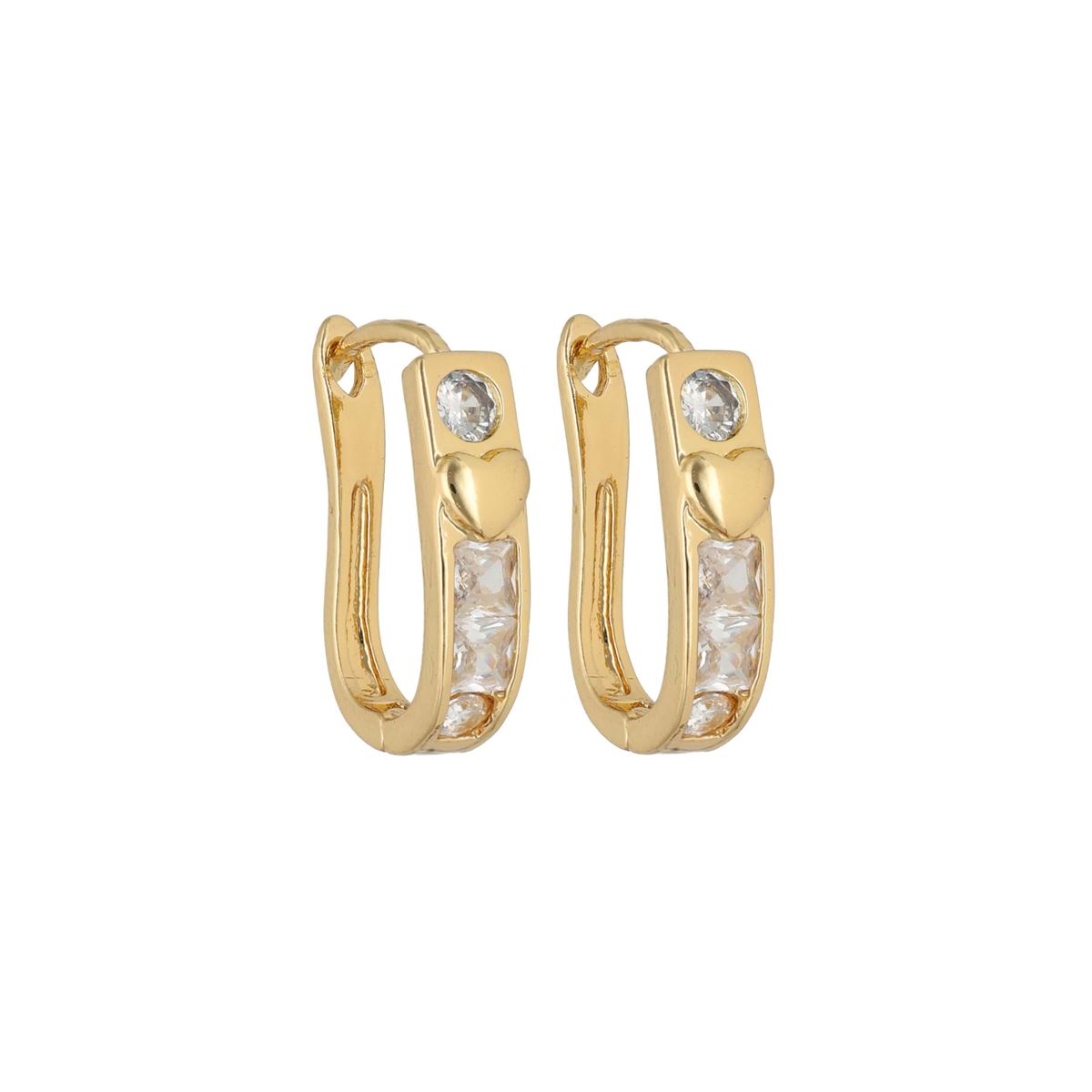 Boucles d'oreilles fantaisie dorées recouvertes de cristaux blancs