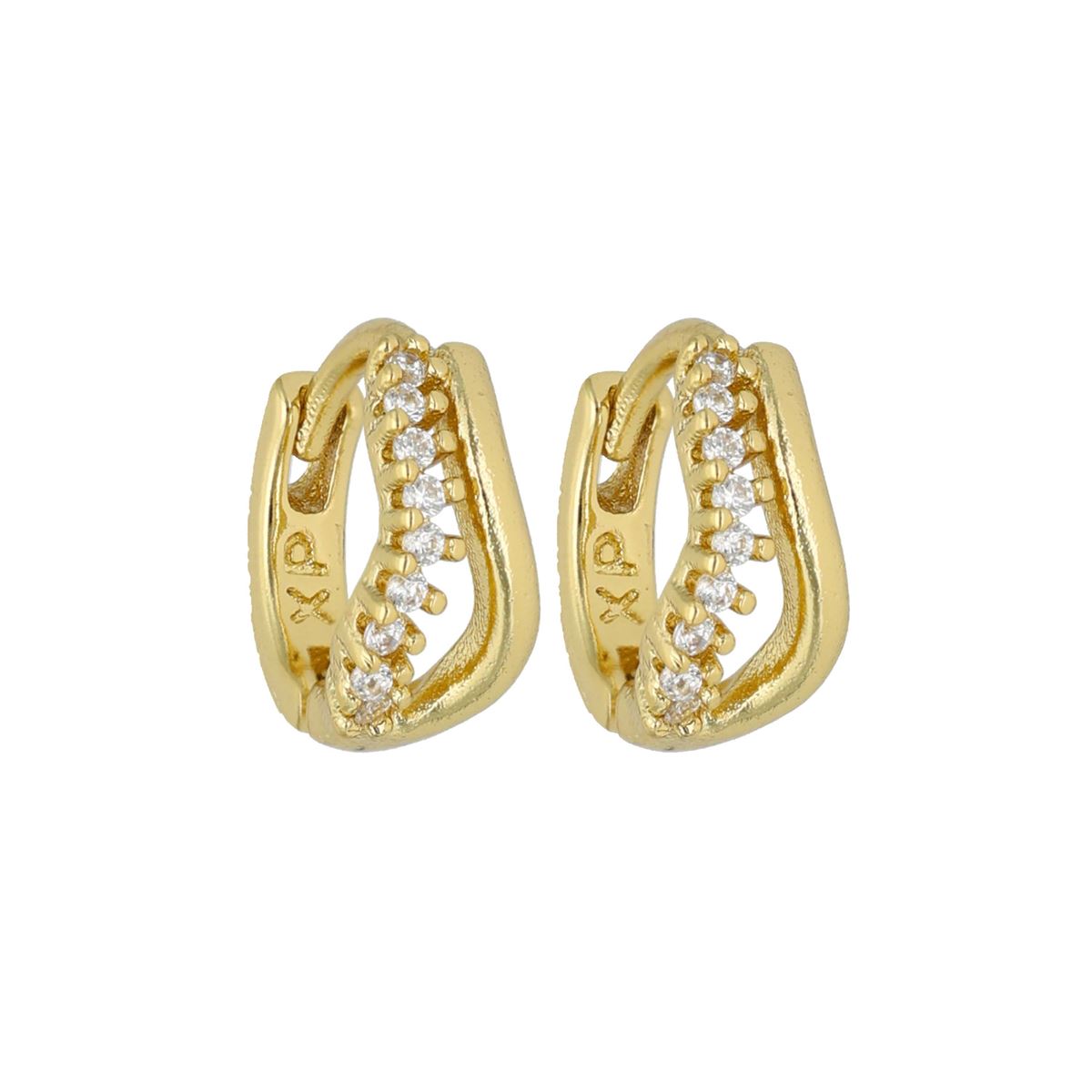 Boucles d'oreilles fantaisie dorées recouvertes de cristaux blancs