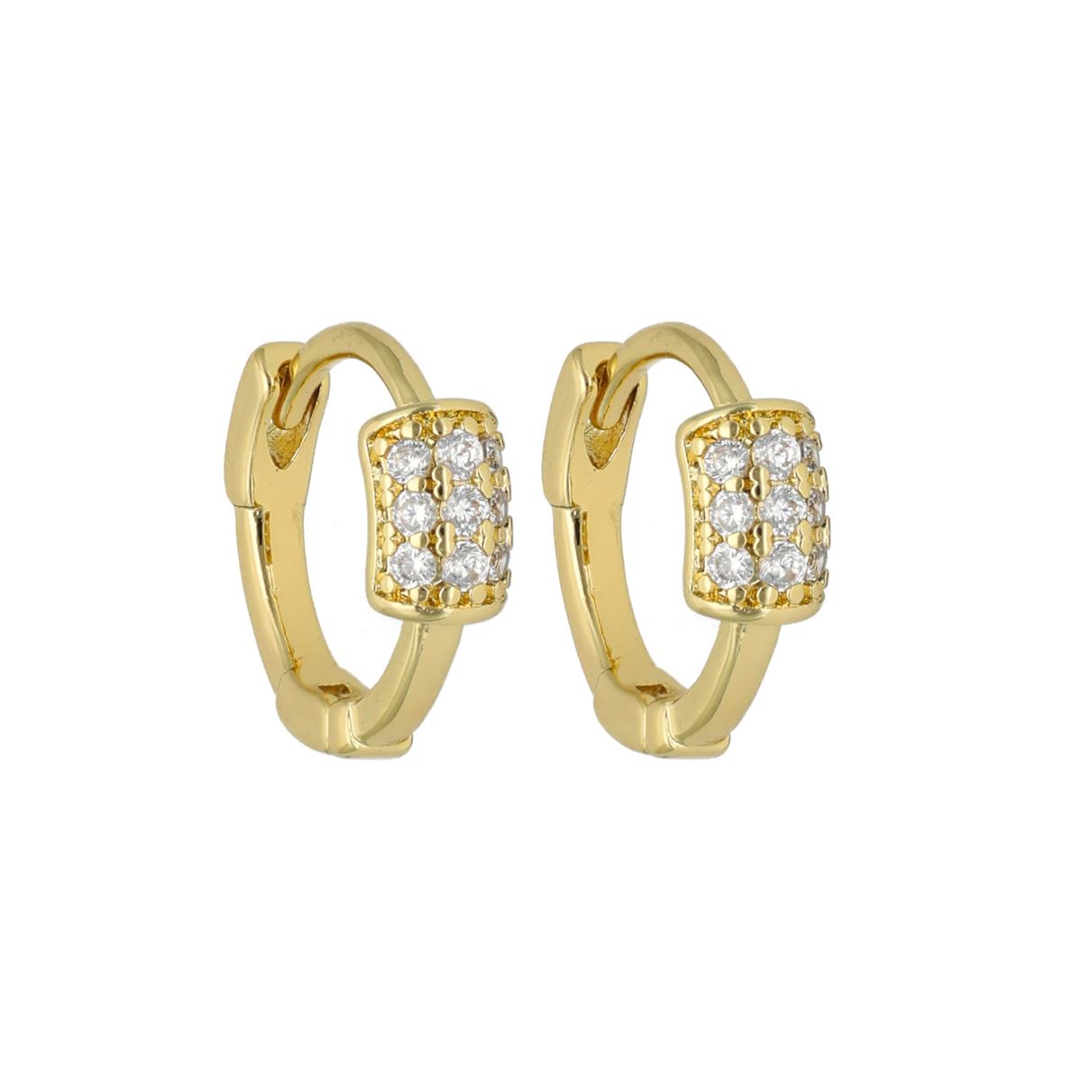 Boucles d'oreilles fantaisie dorées recouvertes de cristaux blancs