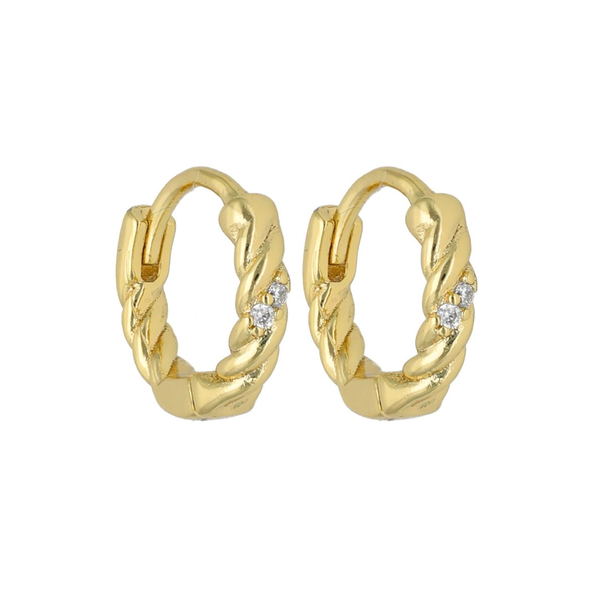 Boucles d'oreilles fantaisie dorées recouvertes de cristaux blancs