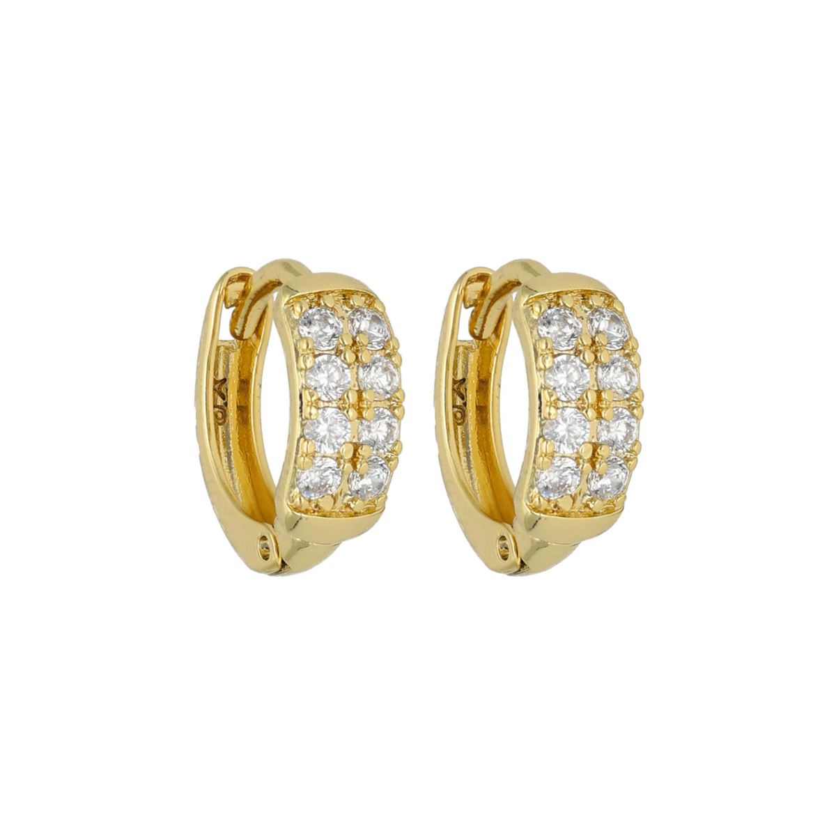 Fantasie-Ohrringe in Goldfarbe, mit weißen Kristallen besetzt