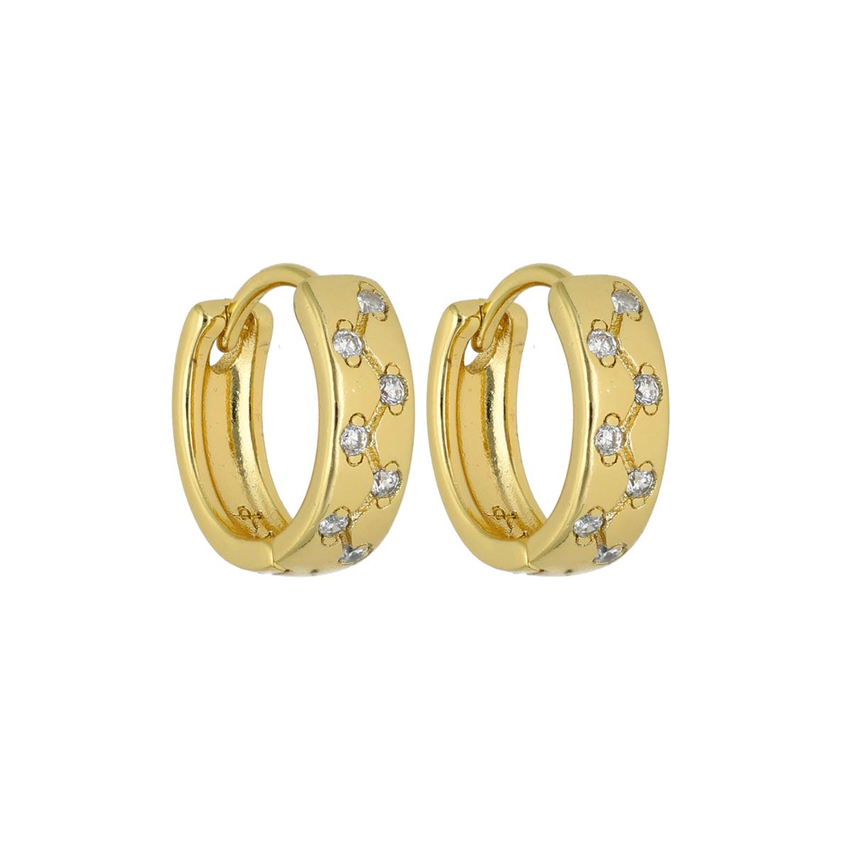 Fantasie-Ohrringe in Goldfarbe, mit weißen Kristallen besetzt