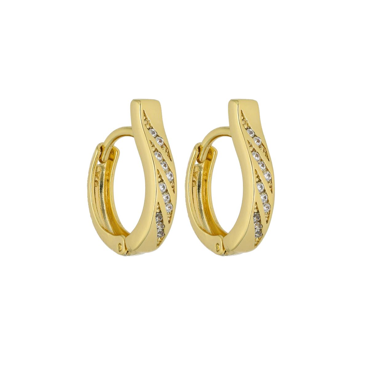 Fantasie-Ohrringe in Goldfarbe, mit weißen Kristallen besetzt