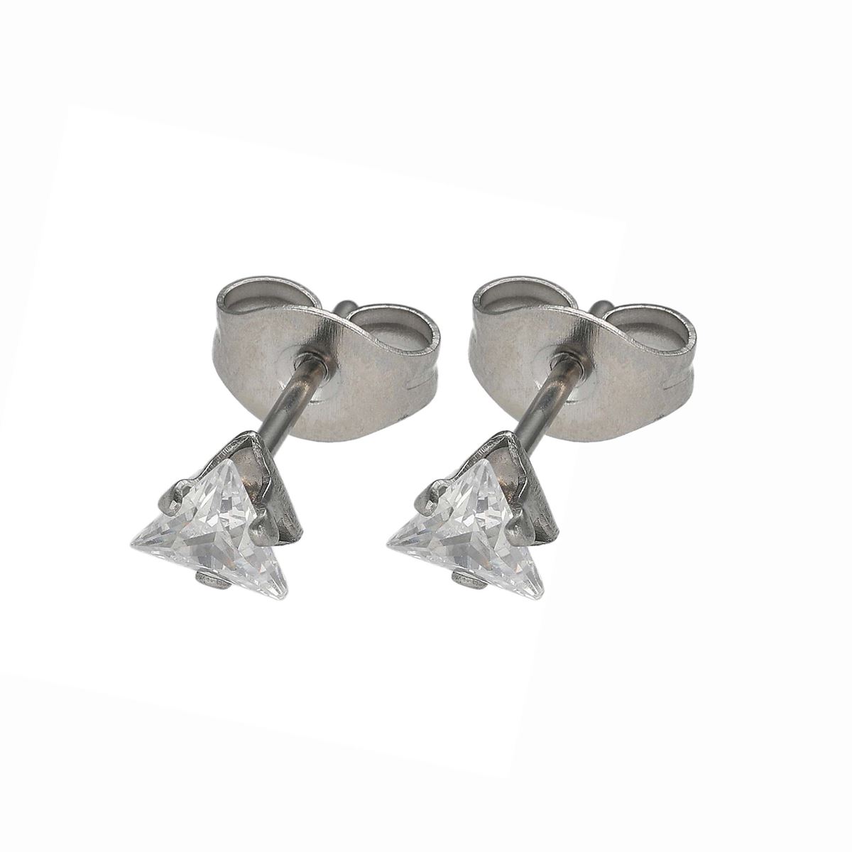 Boucles d'oreilles en acier chirurgical avec un cristal triangle