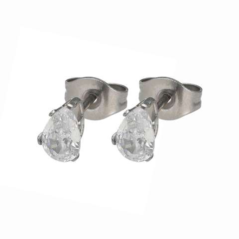 Boucles d'oreilles en acier chirurgical avec un cristal ovale