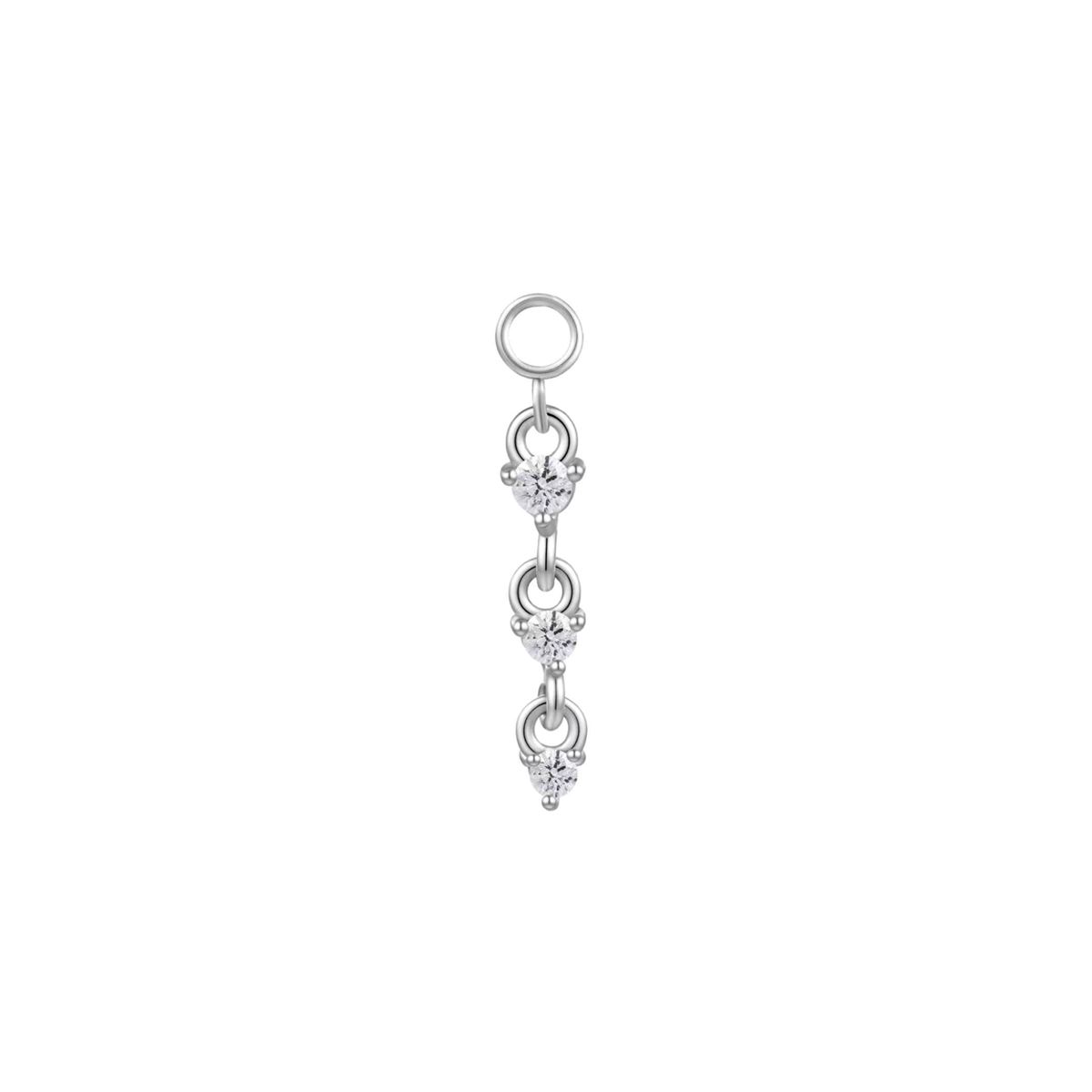 Piercing-Anhänger aus Chirurgenstahl mit Drei Hängenden Weißen Kristallen