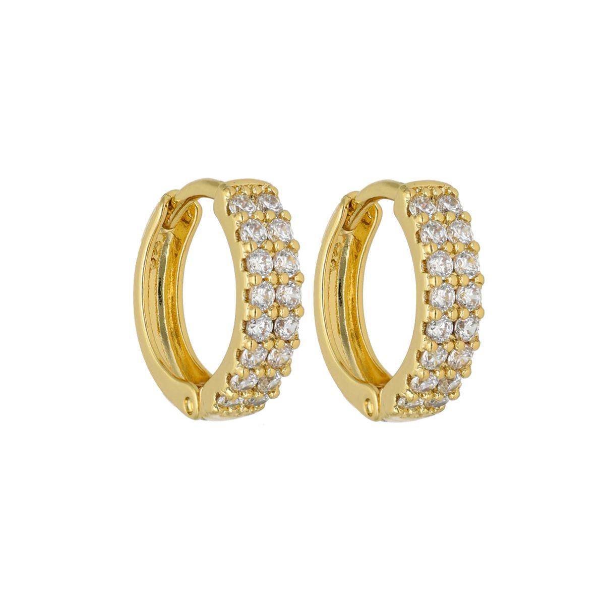 Fantasie-Ohrringe in Goldfarbe, mit weißen Kristallen besetzt