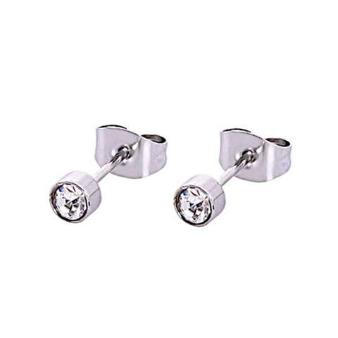 Boucles d'oreilles en acier chirurgical avec un cristal rond