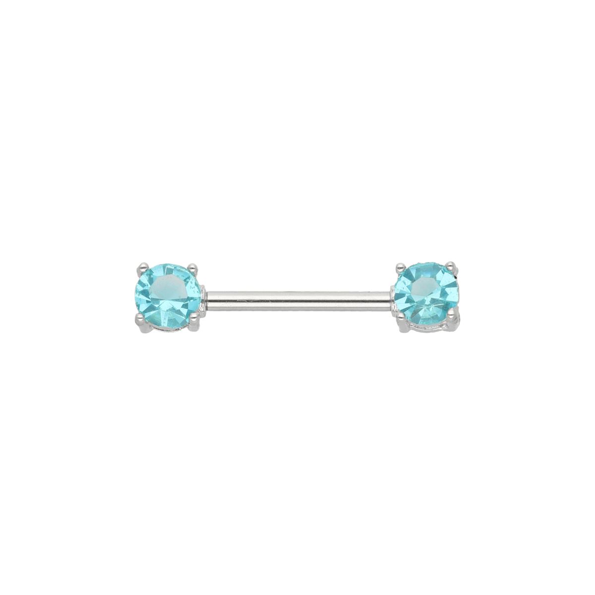 Piercing de téton en acier chirurgical, cristal turquoise
