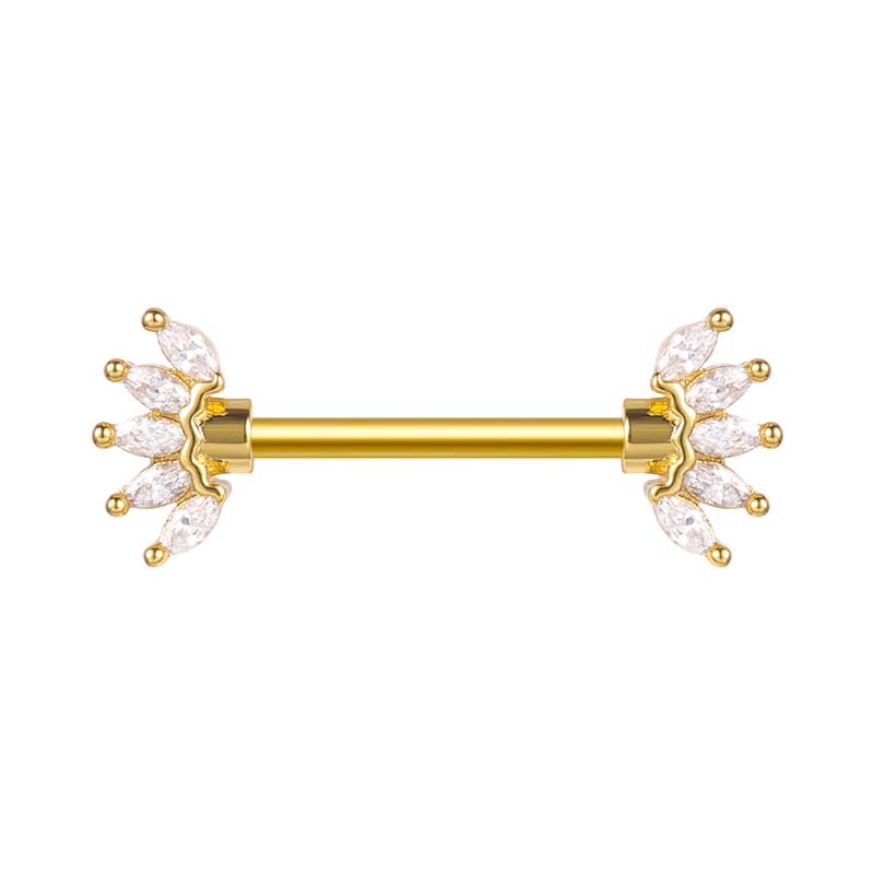 DIAMOND NIPPLE PIERCING RING BAR