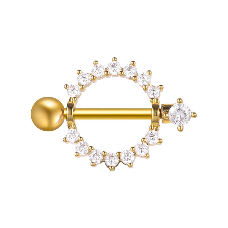 14g or 16g Crystal Leaf Gold Nipple Shield Nipple Ring Nipple Piercing –  Midnights Mojo