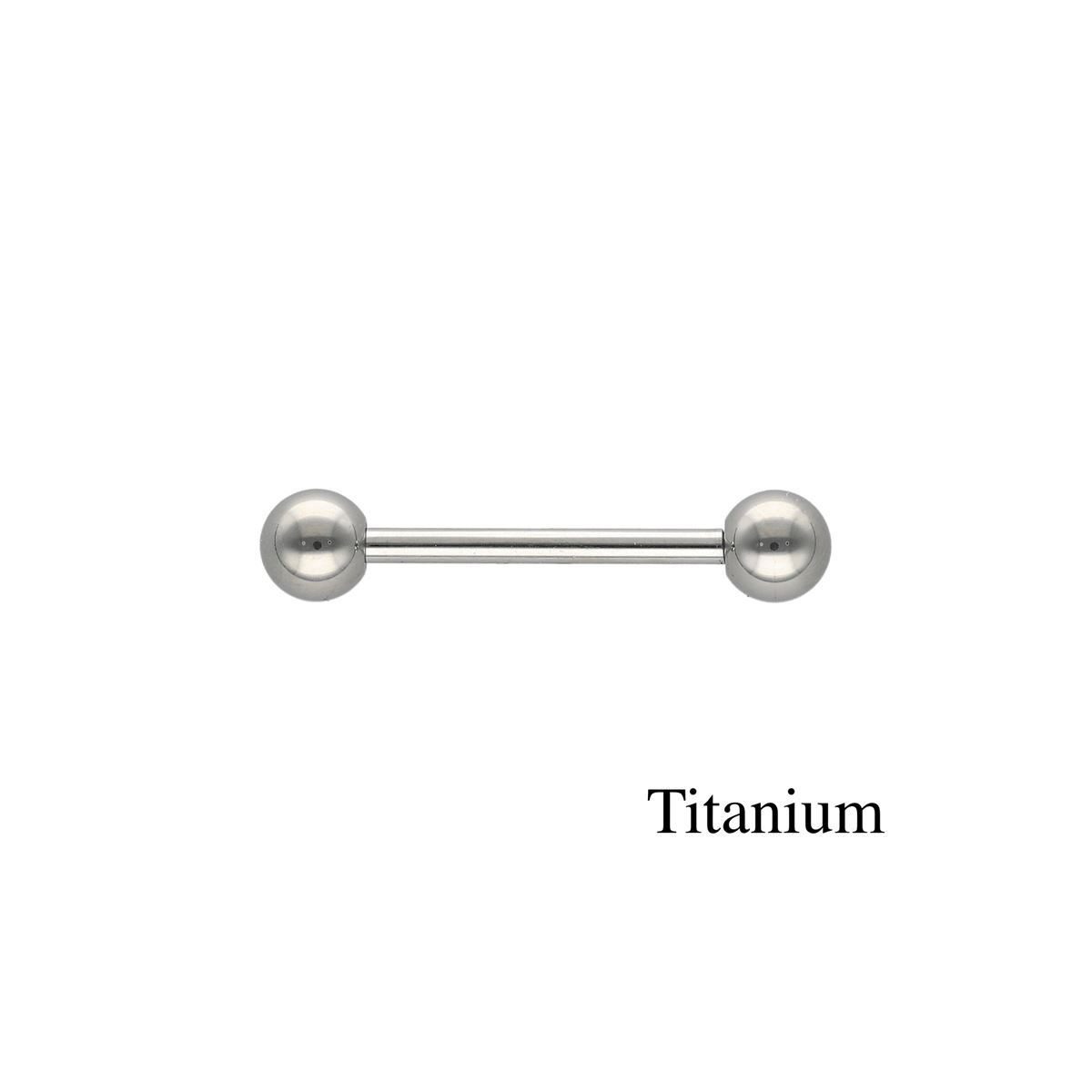 Tongpiercing in titanium met balletjes