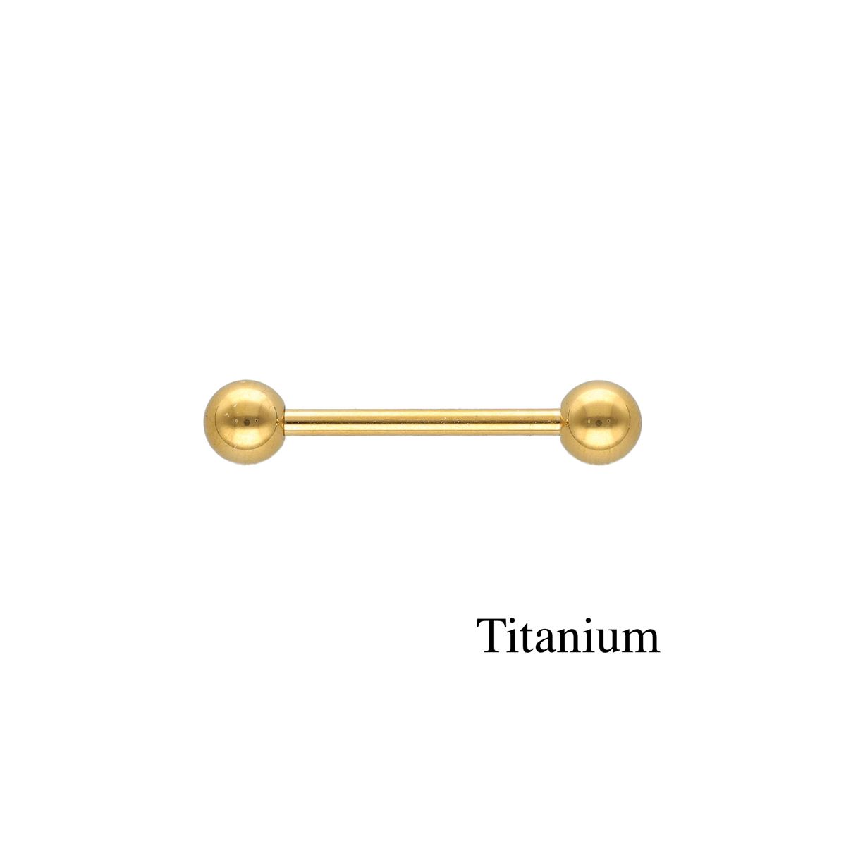 Barbell/tong piercing in titanium-gold plated