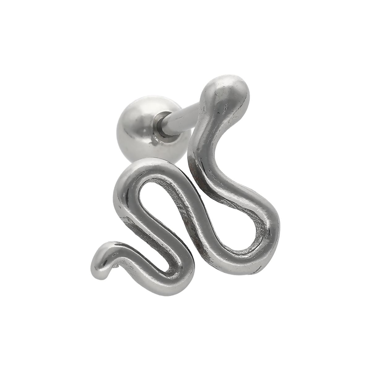 Helix/tragus piercing in chirurgisch staal met een slang