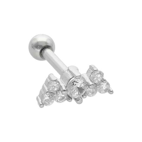 Helix/tragus piercing in surgical steel-motif with white crystals