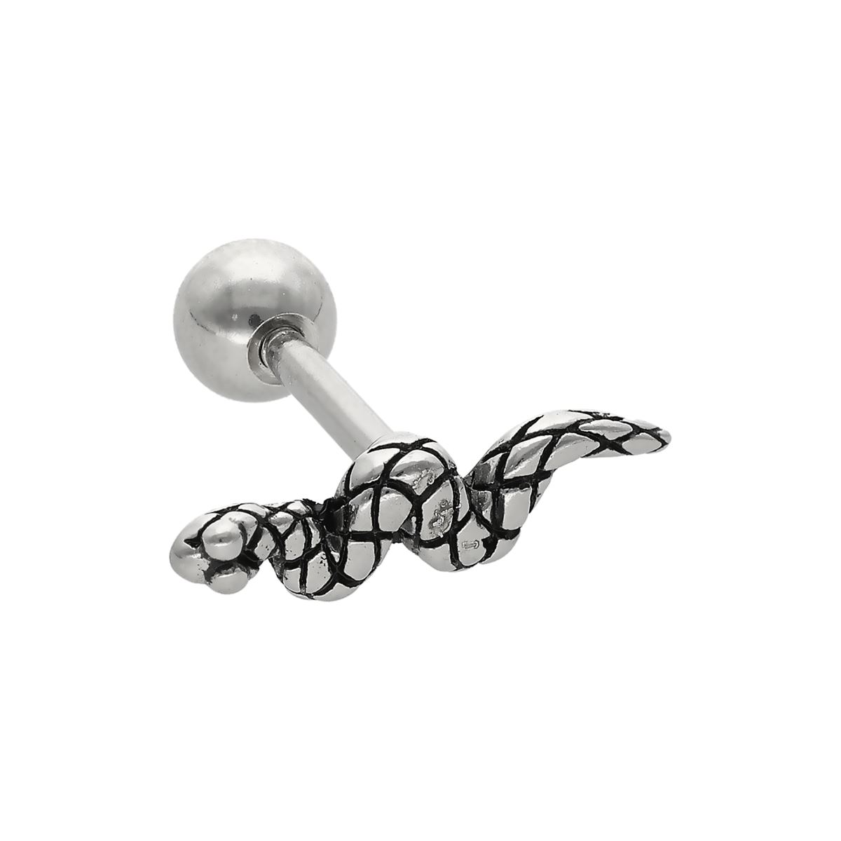 Helix/tragus piercing in chirurgisch staal met een slang