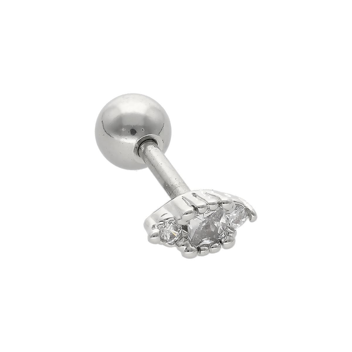 Helix/tragus piercing in chirurgisch staal-motief met een ovaal kristal