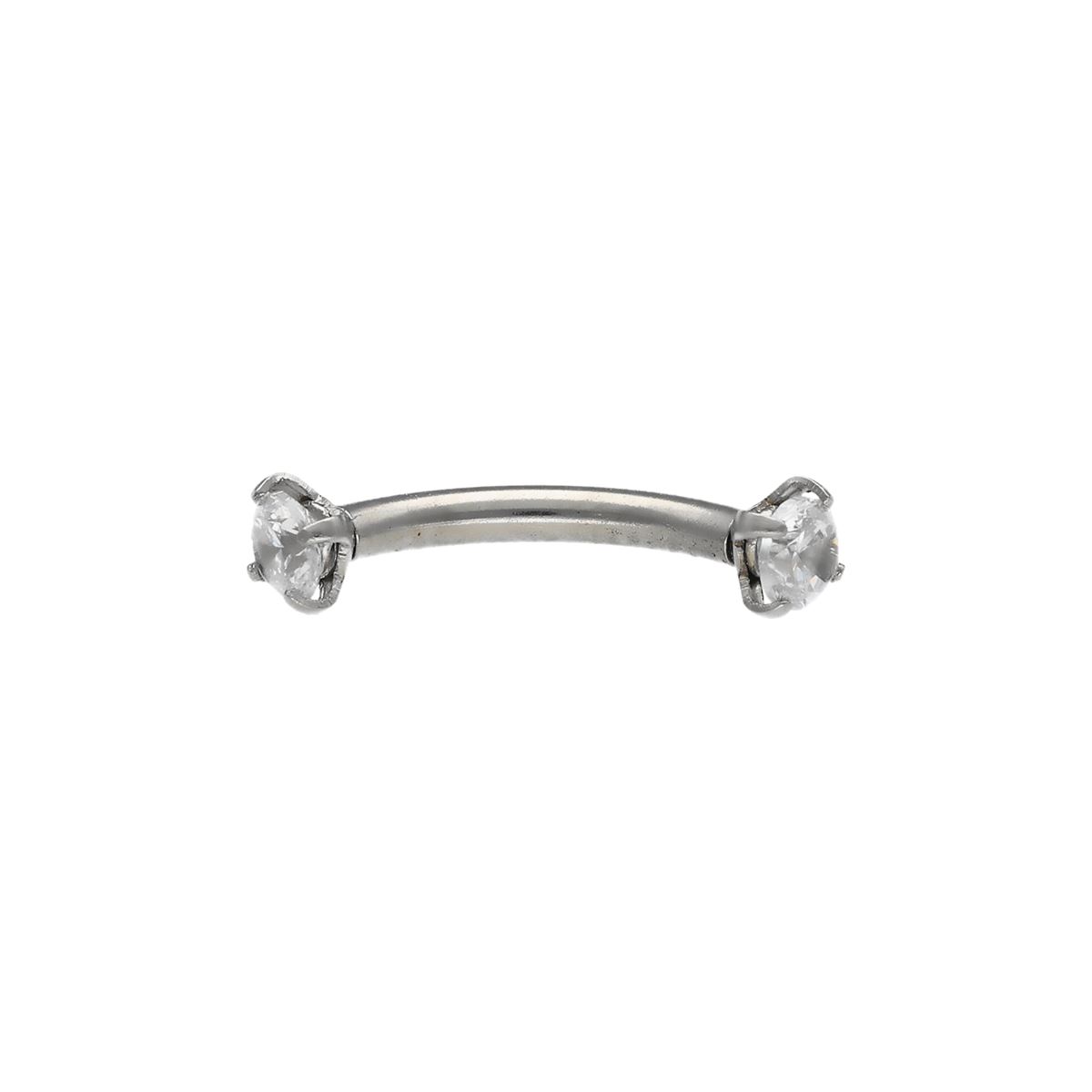 Curved bar with internal thread in surgical steel and round crystals