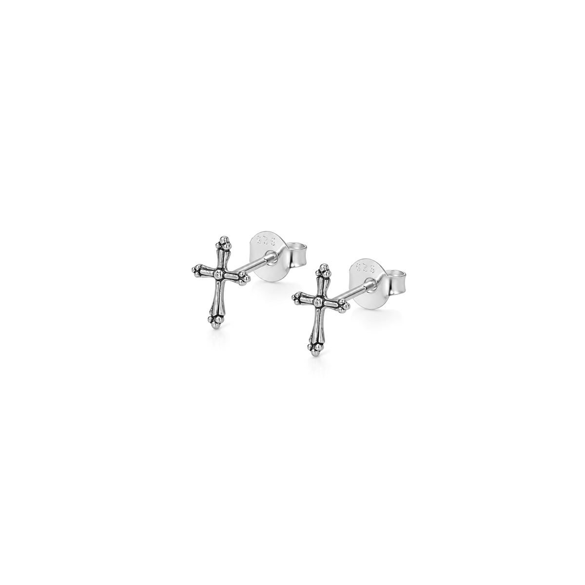 Cross Stud Earrings in 925 Sterling Silver