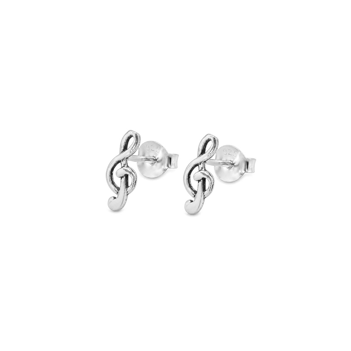 Treble Clef Stud Earrings in 925 Sterling Silver