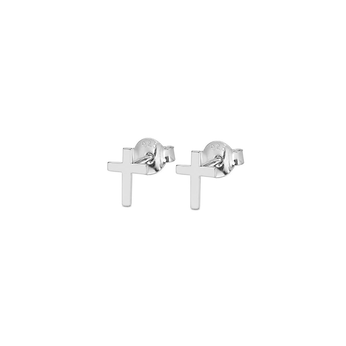 Cross Stud Earrings in 925 Sterling Silver
