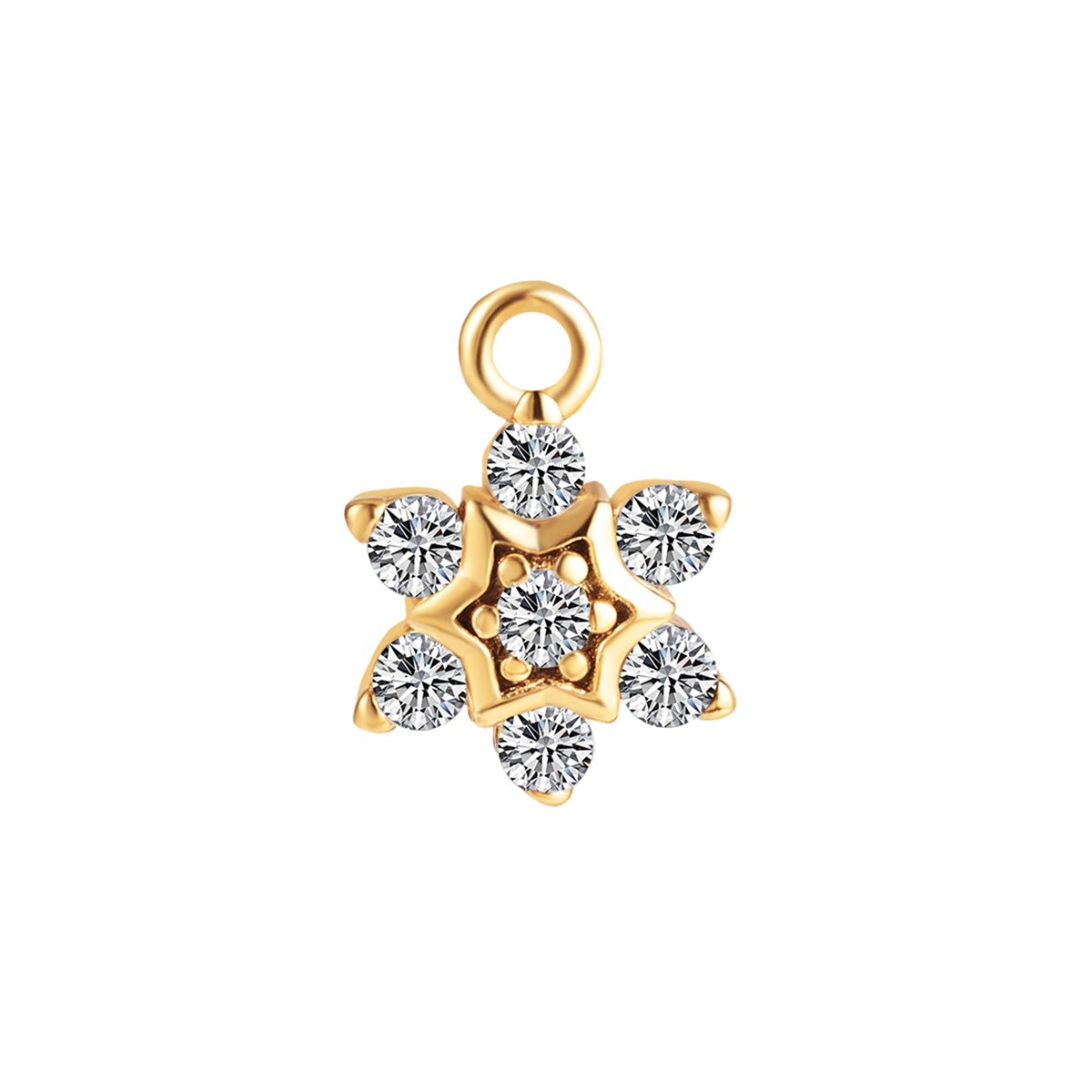 Charm in steel gold colored with a star motif