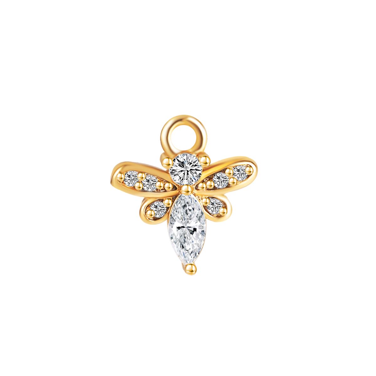 Charm in steel gold colored with an angel motif