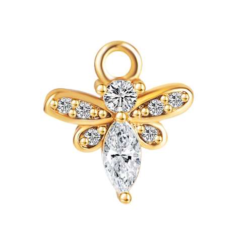 Anhänger in Stahl mit Engelmotiv goldfarbig